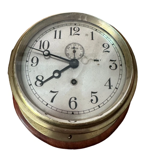 Chelsea Ship’s Bell 6” WW2 Era Brass Clock 1940-1944