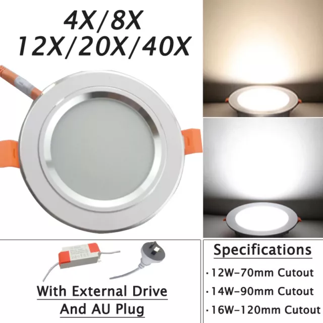 4X/8X/12X Downlight LED 70mm90mm120mm 2-Pin AU Plug 12W14W16W Dimming