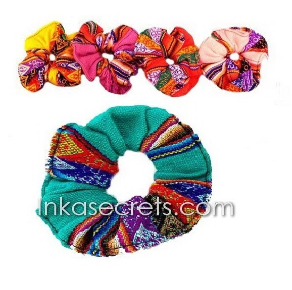 25 Peruvian Manta Hair Scrunchies