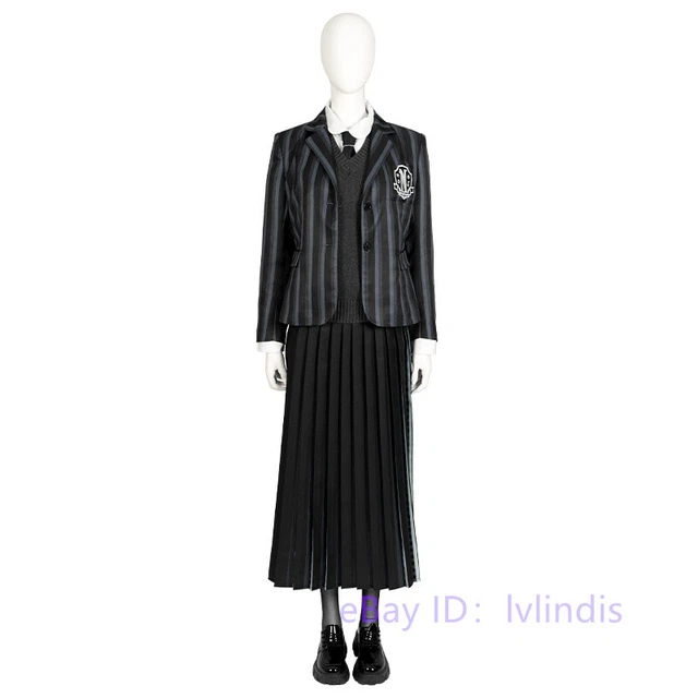 TV Wednesday Addams Wednesday School uniform suit cosplay Costumes Pleated skirt