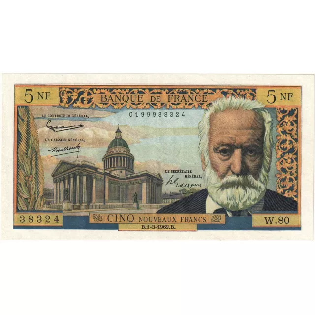 [#334531] France, 5 Nouveaux Francs, Victor Hugo, 1962, W.80, NEUF, Fayette:56.1