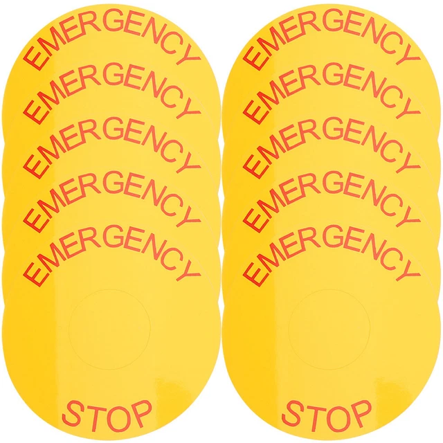 10 pz etichetta stop di emergenza - adesivi macchinari industriali apparecchiature elettriche ricarica