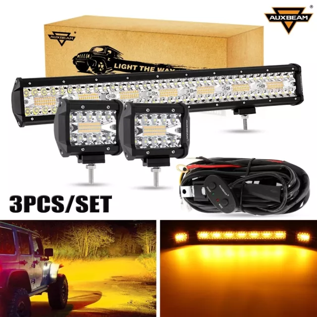 AUXBEAM 3x 4" 20" Car LED Work Light Off-road LED Fog Driving Lamp ATV SUV Truck