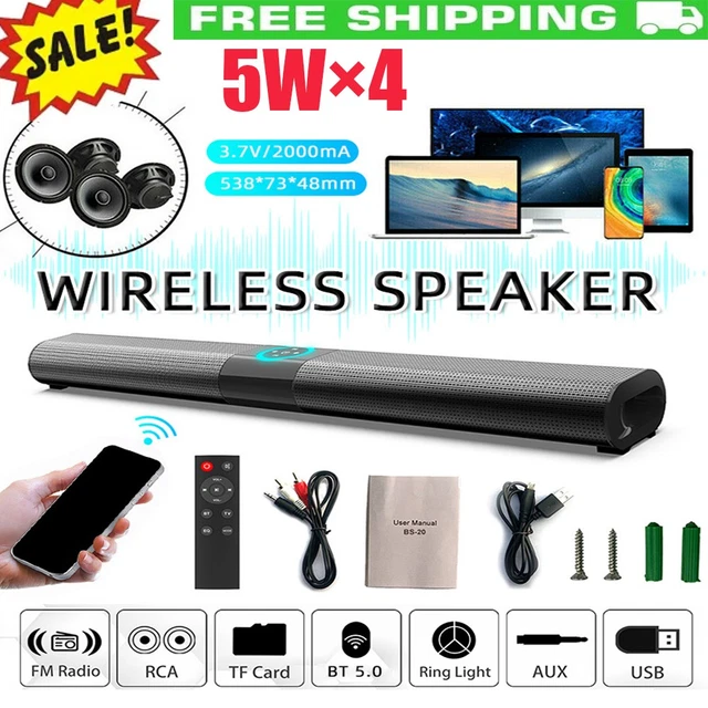 PORTABLE BLUETOOTH SPEAKER Wireless TV Stereo Speakers Sound Bar RGB ...