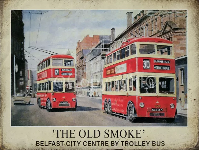 Belfast Trolley Bus Nostalgic Public Transport Of The Past Metal Wall Art