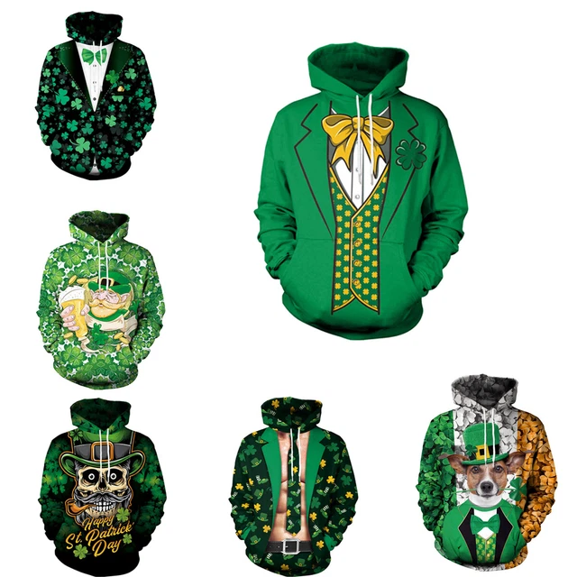 Felpa con cappuccio 3D giorno di San Patrizio cosplay irlandese pullover giacca cappotto