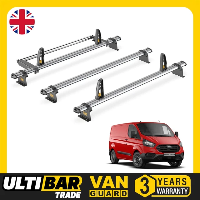 FORD TRANSIT CUSTOM Roof Rack for 20132024 [H1] 3 Bars & Roller Van