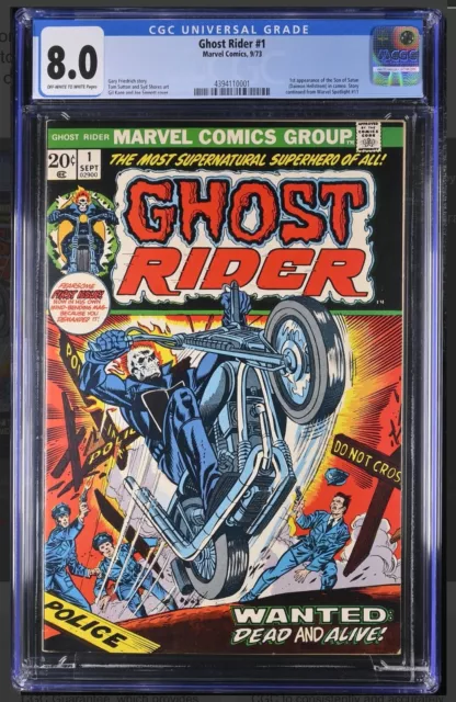 Ghost Rider #1 - CGC 8.0 - 1973 1st Son of Satan. Off White/White pages