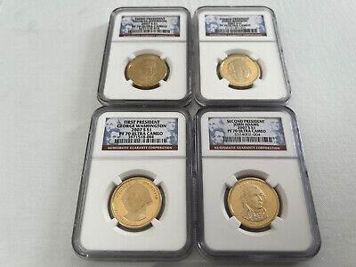 2007-S Presidential Dollar "4 Coin Set" Ngc Pf70 Ultra Cameo "Portrait Label"