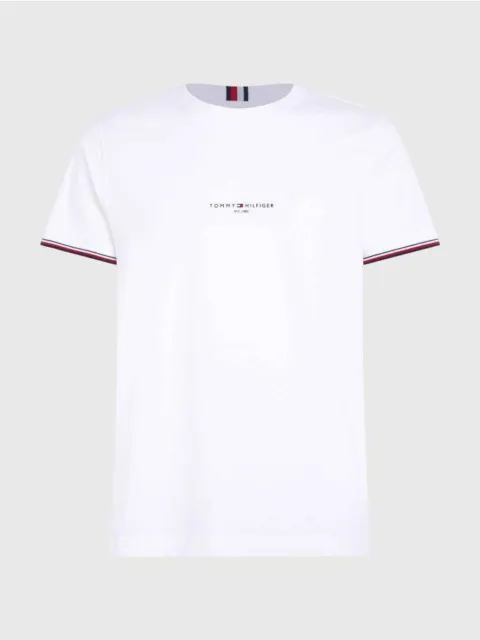 Premium Tommy Hilfiger Herren Kurzarm T-Shirts, Weiß, Größe M