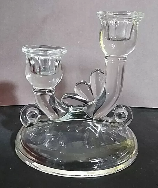 Jeannette Clear Glass Double Candle Holder