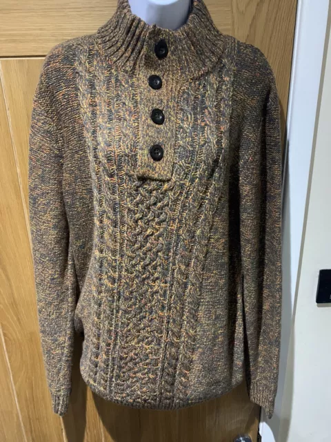 JOE BROWNS MENS LOVELY CHUNKY KNIT HIGH NECK FLECK PATTERNED JUMPER SIZE M nwot