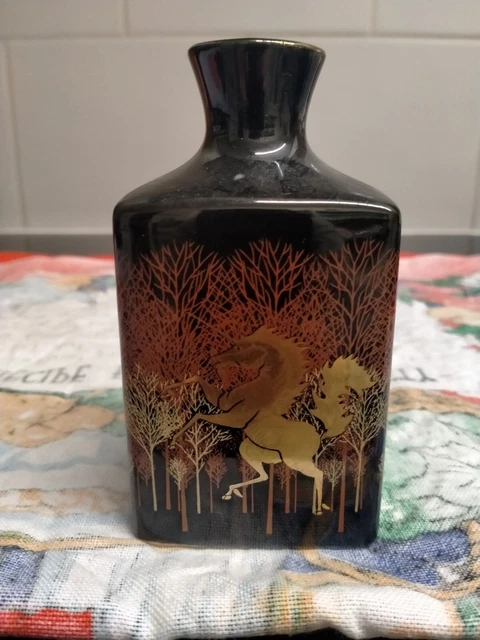 Otagiri Japan Black Gold Unicorn Bud Vase