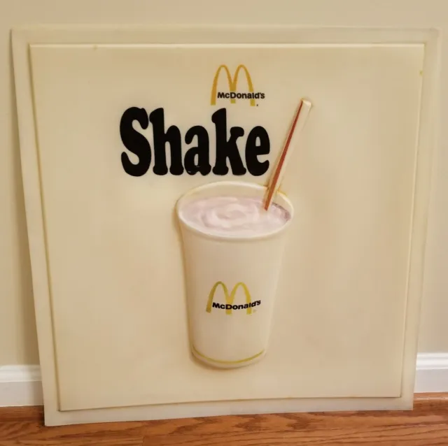 Early 1970s McDonald's Shake 3-D Translite Sign, About 22 by 22 inches