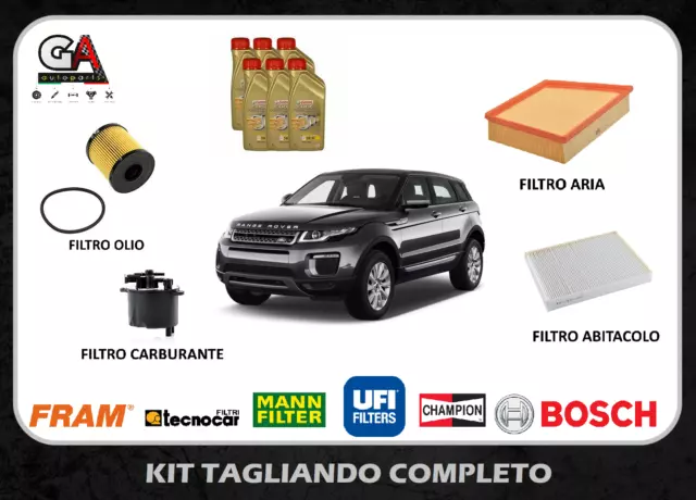 Kit tagliando completo Evoque 2.2 150cv 4 filtri 6lt olio Catrol 5w30 Land Rover