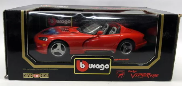 Burago 1/18 Maßstab Druckguss - 3025 Dodge Viper RT/10 1992 rote Airbrush Edition