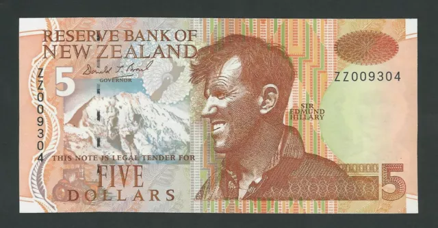NEW ZEALAND 5 DOLLARS 1992   P-177a REPLACEMENT  UNC