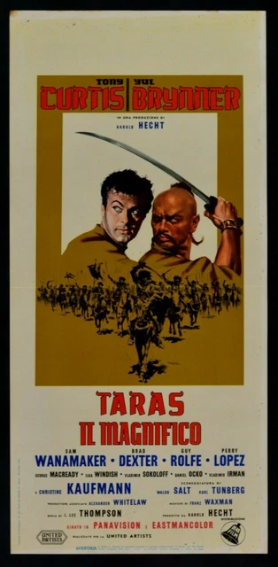 AFFICHE TARAS IL Magnifico Tony Curtis Yul Brynner 1 Édition 1962 L06