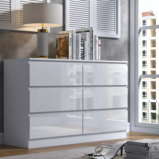 White High Gloss Chest Of Drawers Modern Bedside Bedroom Furniture New Design