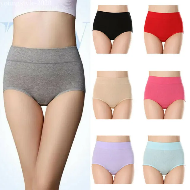 5 Pack Women's Cotton High Waist Breathable Underwear Soft Comfy Briefs Panties