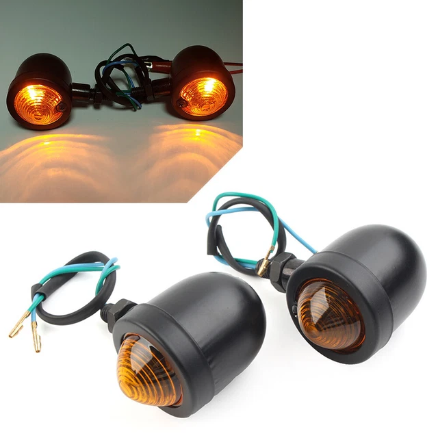 Turn Signal Lights Lamps Amber For Harley Cafe Racer Bobber Chopper Motorcycle