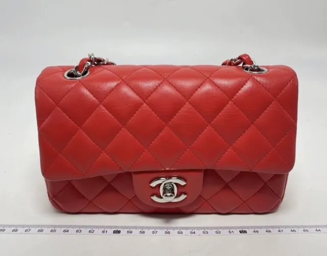 Chanel Classic Single Flap Bag Quilted Lambskin Mini Orange