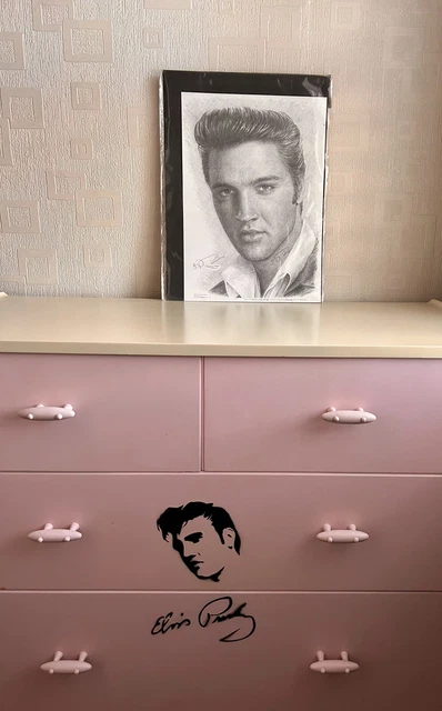 YOUNG ELVIS PRESLEY 1950s Large Pencil Drawing By Jonathan Wood £13.99 ...