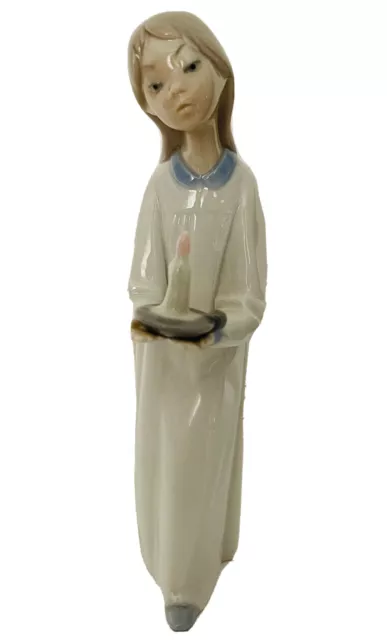 Vtg Lladro Figurine #4868 Girl in Night with Candle Glossy Retired 8.25" Tall