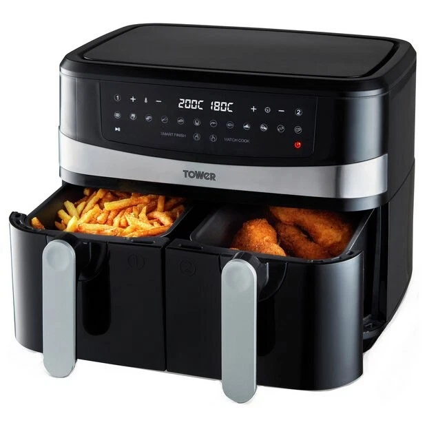 TOWER VORTX 9L Dual Basket Air Fryer with 10 One Touch Presets 2 XL