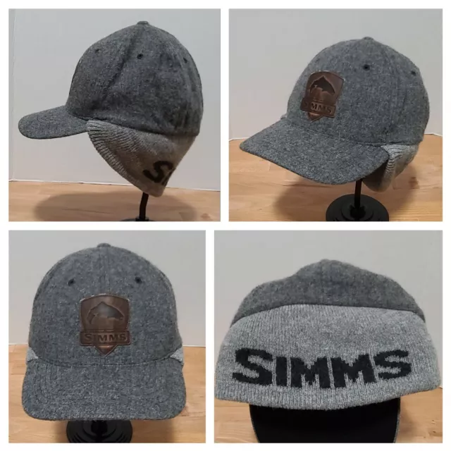 SIMMS FLY FISHING Hat Beanie Cap Flexfit Wool Blend Gray w/Back