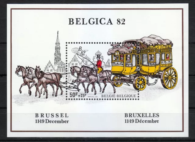 Belgium 1982 MNH Mi Block 53 Sc B1021 Belgica ’82. Stage coach, mail coach **
