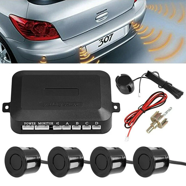 US Parking 4 Sensors Car Reverse Backup Rear Radar System Kit Sound Alarm Safety