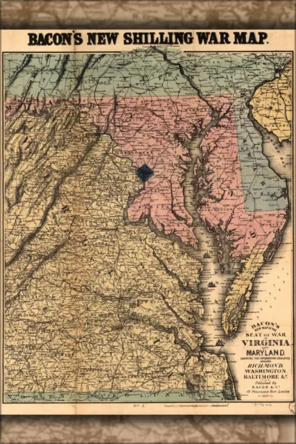 Poster, Many Sizes; Civil War Map Of Virginia And Maryland 1864