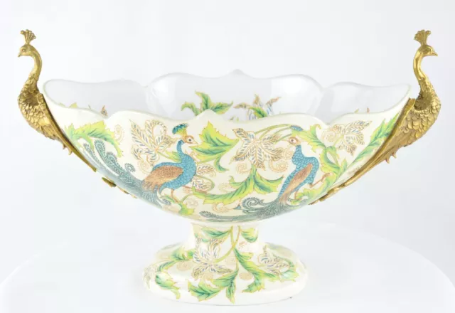 Coupelle Centre de table Oiseau Paon Style Art Deco Style Art Nouveau Porcelaine