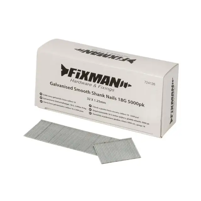 Fixman Galvanised Smooth Shank Nails 18G 5000pk 32 x 1.25mm