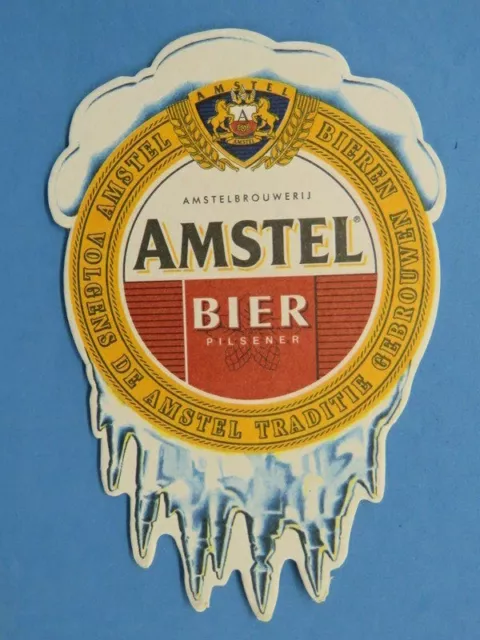 Beer Brewery Coaster ~*~ AMSTEL Bier Pilsener ~*~ NETHERLANDS Cool Icicle Design
