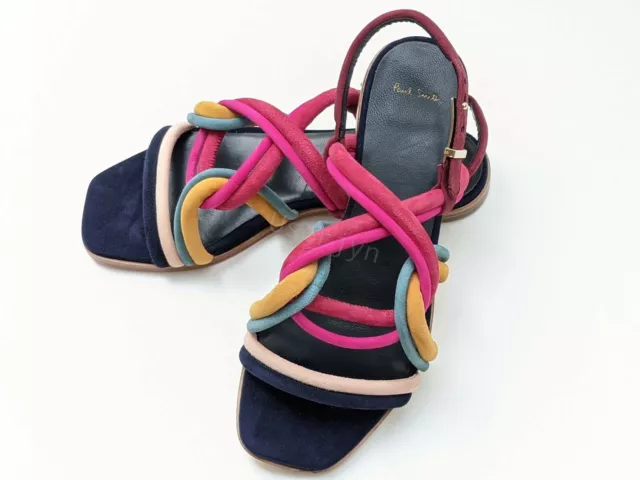 Paul Smith Mujer Sandalias Nuevo con Etiquetas Multicolor Cuero Carlin Pvp