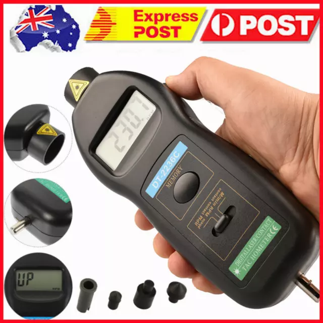 Digital Optical Tachometer Contact Non-contact Speed Meter Detector Handheld AU