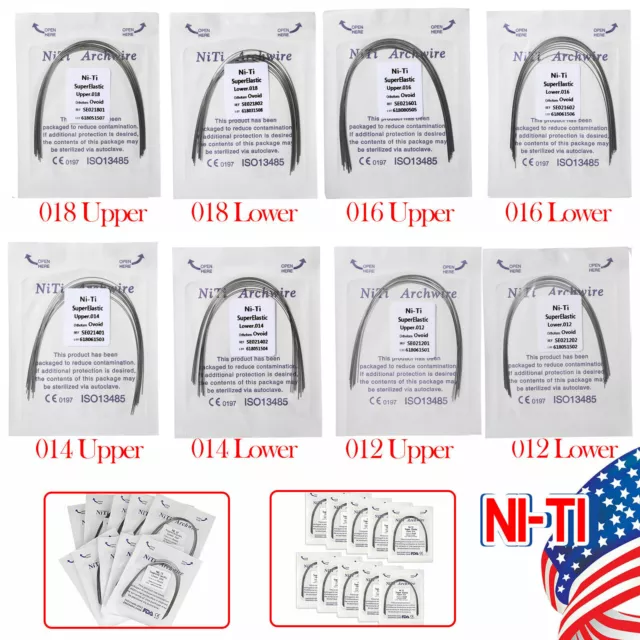 1-100*Dental Orthodontic Super Elastic Niti Round Arch Wires Ovoid Form archwire
