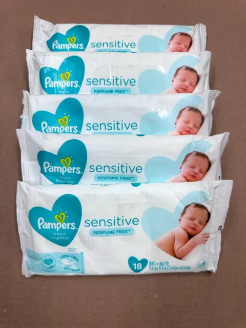 Pampers Sensitive Wipes - 18 Count Wipes (5 Pack)