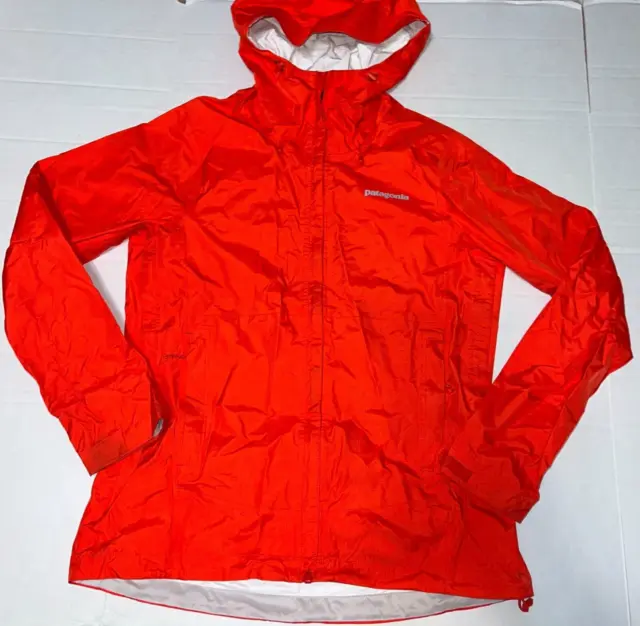 Patagonia Jacket Womens Medium Red Orange Torrentshell H2NO Rain Coat 83806