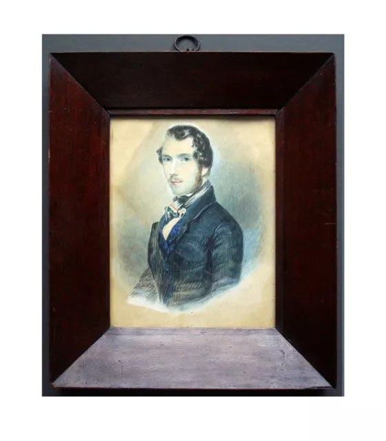 ORIGINAL MID -19th CENTURY WATERCOLOR PORTRAIT OF A YOUNG GENTLEMAN