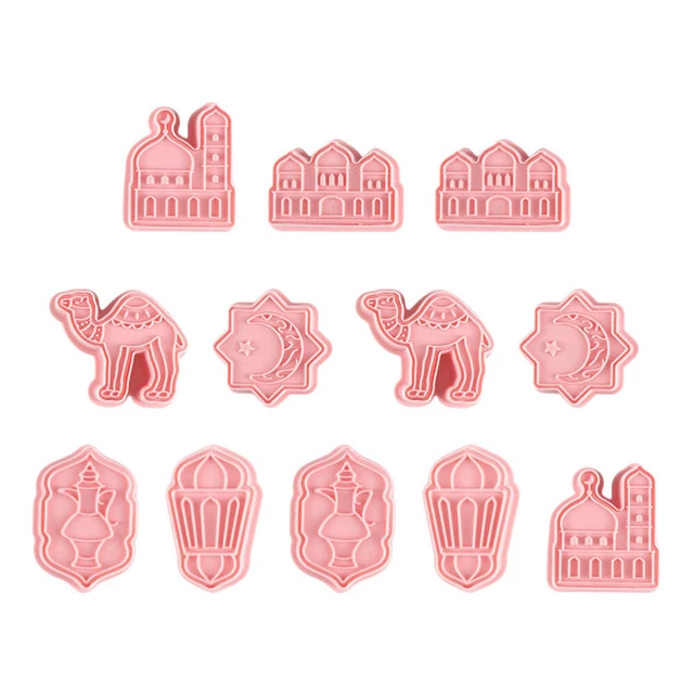 12 piezas moldes de galletas moldes para hornear hecho usted mismo cortador de fondant antiadherente