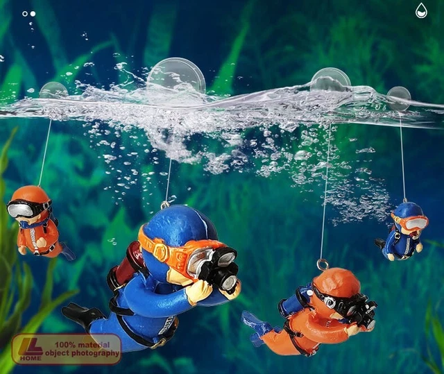 Anime diver 4pcs cute Fish Tank landscape Accessories Decoration Figure