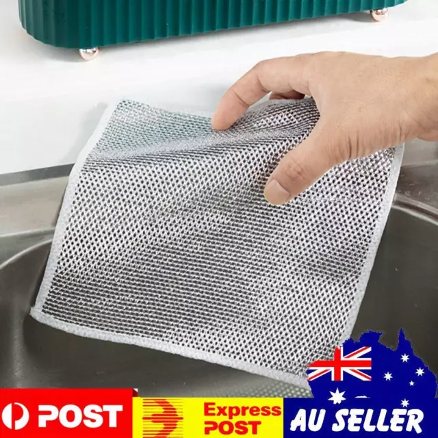 1/3Pcs Steel Wire Cleaning Cloth Non -stick Oil Iron Dishrag Kitchen Rags  Kitchen Pan Pot Dishes Cleaning Rag Dishcloths