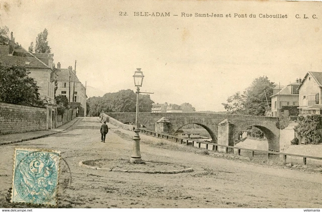 12046 cpa 95 L'Isle Adam - Rue Saint Jean et Pont du Cabouillet
