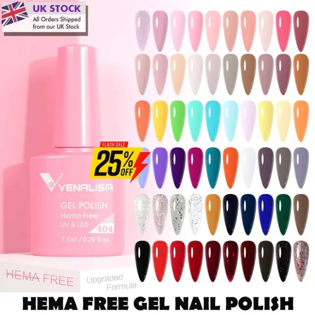 VENALISA Nail Gel Polish - 60 colours Hema Free UV LED Soak Off Glitter Sparkle