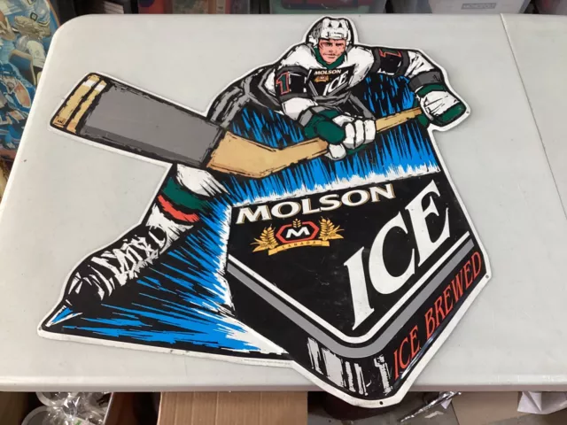 Vintage Molson Ice Metal hockey player sign