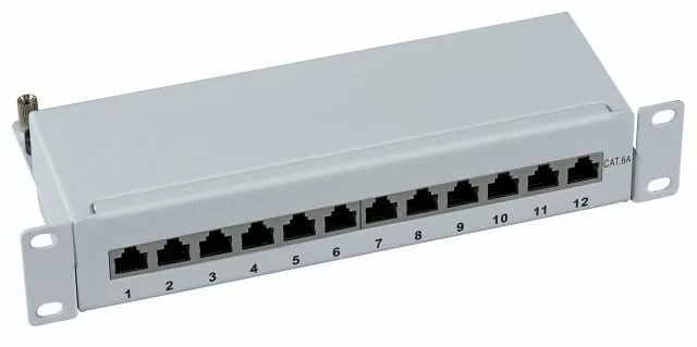 12-Port Mini-Patchpanel Cat.6A 500Mhz 10GB für 10" und Tisch-/Wandmontage / EFB