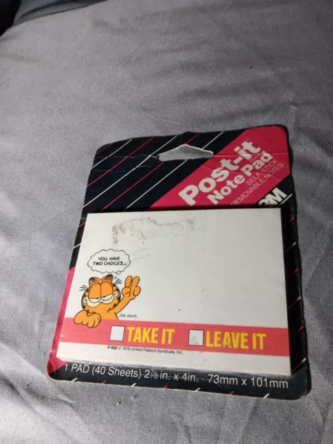 Vtg 1990 Garfield Post-It Notes Sticky Notes Retro New In Pack 3M Made In USA